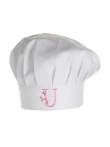 1pc Women's Satin Chef Hat, Customized Floral Initial, Adjustable Personalized Letter Kitchen Cap, Suitable For Bakery, Restaurant, Cooking Work Headwear - Multicolor - View 16