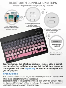 Conjunto de teclado Bluetooth con ratón y alfombrilla, teclado inalámbrico portátil (150mAh) y conjunto de ratón compatible con tabletas , smartphones con iOS 13+ de Apple, Android y Windows - Negro - Ver 7