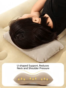 CAMEL CROWN Portable Inflatable Camping Travel Pillow, Soft Deep Sleep Air Cushion, Multi-Purpose Neck & Lumbar Support Pad For Long Journeys - Khaki - View 3