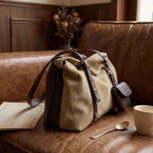 Nuevo bolso de hombro tipo almohada de ante retro para mujer, bolso tote bandolera de gran capacidad para el diario, textura suave y duradera con diseño ligero, múltiples bolsillos - blanquecino - Ver 6