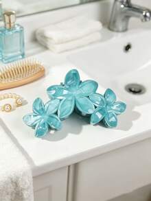 Marble Pattern Hair Claw, Tie Dye Floral One-Piece Hair Clip, Fashionable Minimalist Updo Claw Clip, Elegant Pearlescent Lily Flower Claw Clip, Versatile Exquisite Updo Hair Clip, Niche Elegant High-End Hair Accessory - Multicolor - View 2