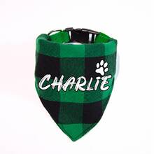 1pc Customized Pet Dog Plaid Scarf, Personalized Name ID, Paw Print, Bone And Heart Logo Options, Triangle Bib Style Cat Dog Scarf, Exquisite Customized Pet Neck Scarf, Dog Bandana - Multicolor - View 17