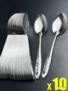 10Piece Stainless Steel Spoon Set - Long Handle Multi-Purpose Serving Spoons For Home Kitchen, Restaurant, Hotel & Daily Use,Dishwasher,Suitable For Home And Restaurant - Silver - View 9