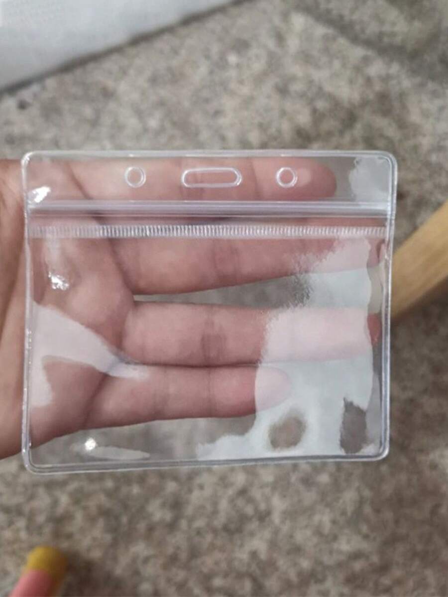 5入軟塑透明防水卡套附掛繩,適用於識別證、學生證 - 無色 - 查看 1