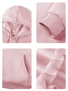 1pc Women's Light Pink Hoodie, Magenta Vertical Stripe Amore Text Print, Sweet Y2K Style, Suitable For Campus, Date, Travel And Daily Casual Wear Fall - Pink - View 5