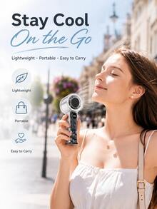 1pc Portable USB-C Rechargeable Handheld Cooling Fan With LED Display, Adjustable Speeds, 1800mAh Battery, Transparent Shell & Semiconductor Cooling Plate For Travel, Office & Outdoor Use - Standard - View 4