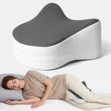 1pc Memory Foam Knee Pillow For Side Sleepers, Leg Pillow For Hip And Lower Back Pain Relief, Contoured Cushion For Aligning Spine, With Removable Breathable Cover - Dark Grey - View 1