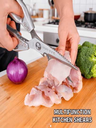 2PCS Premium Heavy Duty Kitchen Shears, 9in Large Size Metal Kitchen Shears, Serrated Blade And Comfortable Grip Design, Food Cutting Tool For Meat, Poultry And Vegetables, Kitchen Prep Accessory For Home Cooks And Families
