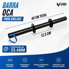 LÍSIA SPORT 02 Barras oca de 40 cm para halteres anilhas peso musculação academia exercícios físico com presilhas o par - Preto - Visão 4