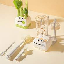 8-In-1 Silicone Baby Bottle Brush Set, Portable Storage Box, Cute Cleaning Brush With Foldable Drying Rack, Suitable For Travel - Multicolor - View 5