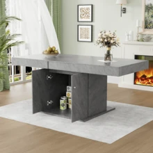 Extendable Dining Table - Space Saving & Multifunctional - Grey - View 3