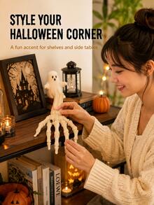3/6pcs Halloween Skeleton Hand Decor, Posable Scary Hanging Ornament, Suitable For Monitor, Shelf, Tray, Desk And Desktop Decoration - Multicolor - View 3