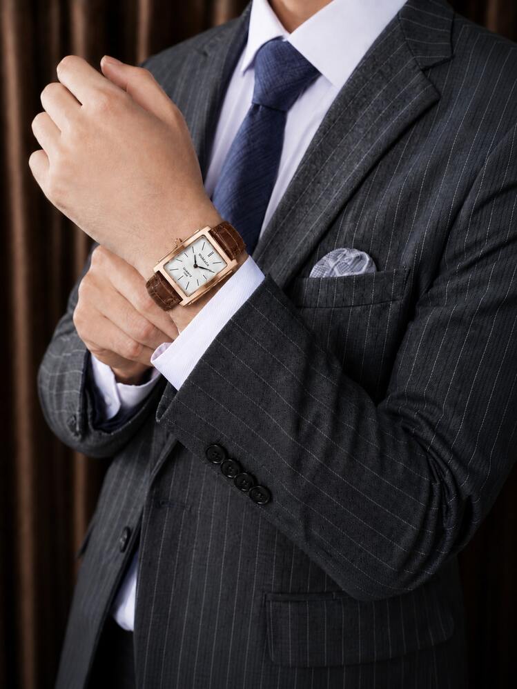 1PC Men's Classic Vintage Rose Gold Brown Rectangular Quartz Watch, White Dial Stainless Steel Case, Brown PU Leather Strap Fashion Casual Men's Watch, Birthday Father's Day Christmas Gift - Rose Gold - View 10