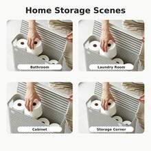 Lidded Toilet Paper Storage Box, Tissue Storage Box, Toilet Paper Storage Bucket, Foldable, Gap Storage, Bathroom Decor, Suitable For Home, Bathroom, Laundry Room Organization, Toilet Paper, Dirty Clothes, Underwear, Laundry Pods, Sanitary Pads - A - View 4