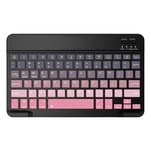 超薄可充电蓝牙键盘，便携式紧凑型无线键盘（150mAh），兼容三星Galaxy Tab、安卓、Windows平板电脑、智能手机、iOS iPad，2026年圣诞/新年礼物（黑色、粉色） - 黑粉漸變 - View 4