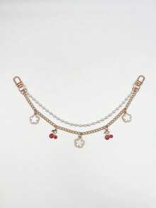 Exquisite Cherry Shaped Bag Charm, Charming Five-Leaf Clover Decorated Bag Chain, Faux Pearl Women's Bag Accessory, Back To School Season Gift - Multicolor - View 13