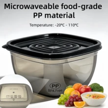 6 Packs Leak-Proof Stackable Food Containers, PP Microwave Dishwasher Freezer Lunch Boxes, Reusable Meal Prep Storage Boxes For School Office Picnic Travel Home Kitchen Accessories, Black & White - Multicolor - View 11