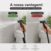 Ducha Bidé Pressurizada Alta Qualidade Em Aço Sprayer Higienizante Para Banheiro Mangueira Flexível Antiferrugem Lnstalação Fácil Na Parede Limpa Vaso Sanitário Varanda Animais De Estimação - Modelo dourado - Visão 4