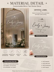 客製化鏡面貼紙 婚禮座位表貼紙－婚禮告示牌裝飾 DIY 婚禮貼紙－座位表鏡面貼紙 歡迎來到婚禮鏡面貼紙－客製化鏡面字母貼紙－新婚快樂－婚禮裝飾/現代婚禮歡迎告示牌 - 彩色 - 查看 6