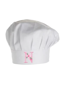 1pc Women's Satin Chef Hat, Customized Floral Initial, Adjustable Personalized Letter Kitchen Cap, Suitable For Bakery, Restaurant, Cooking Work Headwear - Multicolor - View 65