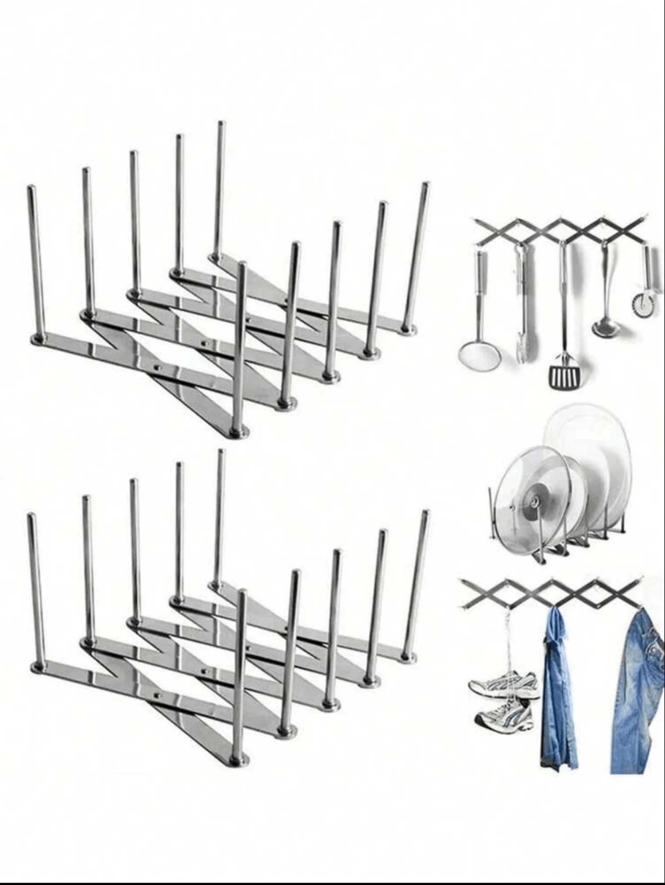 1 pieza Escurridor de platos de acero inoxidable, escurridor de platos plegable y extensible creativo para la cocina - Ver 1