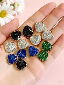 10pcs Diamond Style Pendants, Multi-Functional Jewelry Charms, Suitable For Necklaces, Earrings, Bracelets And Keychains, DIY Jewelry Making Accessories - Heart - View 1