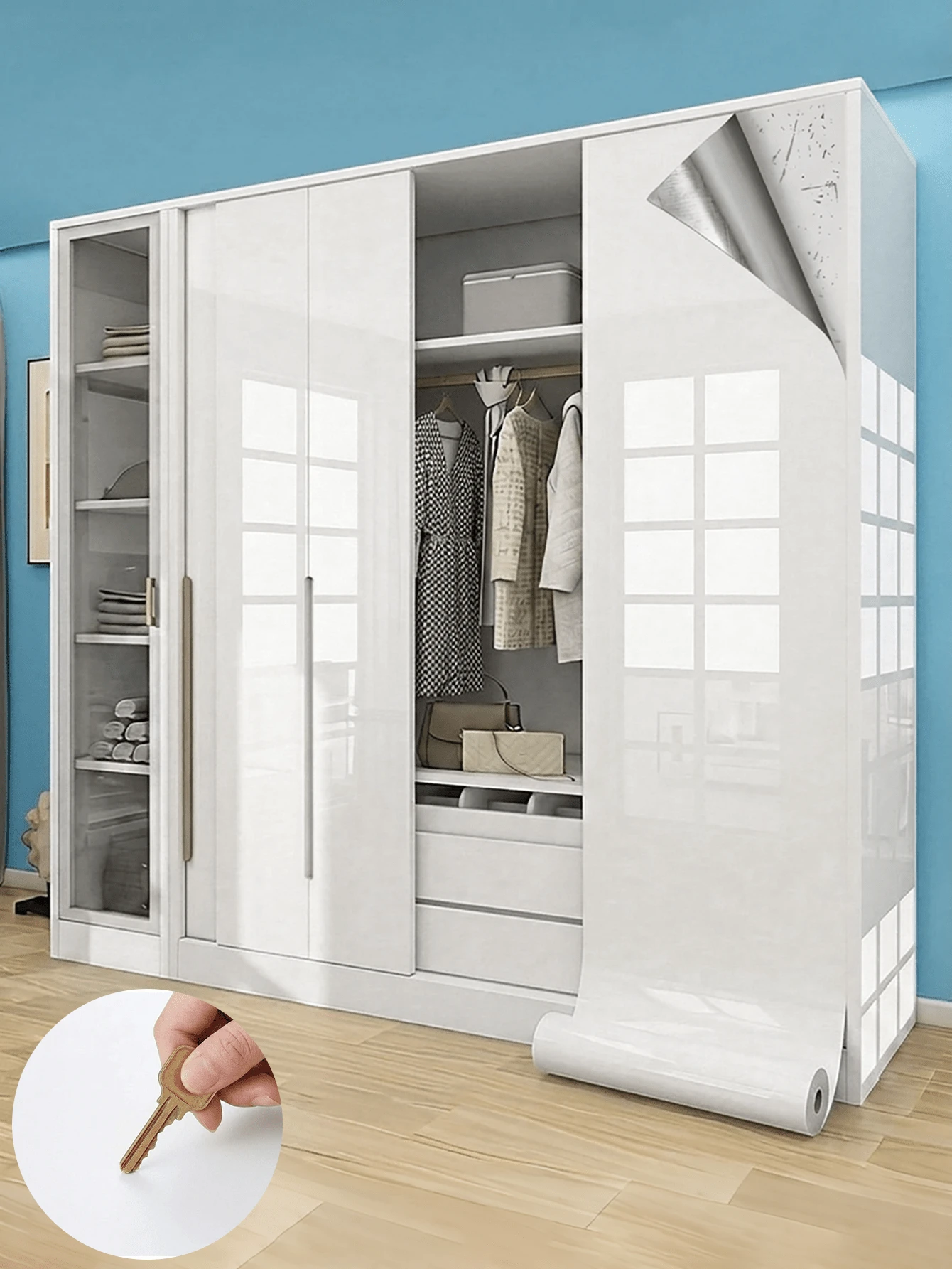 Self-Adhesive Scratch-Resistant Wallpaper, Easy-To-Clean Furniture Renovation Film, Suitable For Wardrobes, Cabinets, Countertops, Tables And Doors