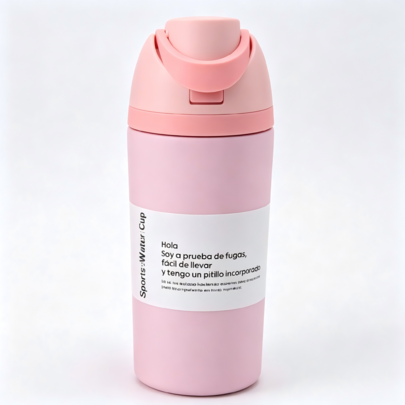 Botella de Agua Infantil de Acero Inoxidable con Aislamiento al Vacío de 16 oz, Portátil para Bebidas Calientes/Frías