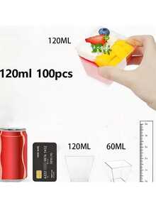Vasos cuadrados de plástico transparente de alta calidad de capacidad 60ml (Mini), 120ml (Mediano) en presentación de 30/50/100 piezas, reutilizables para fiestas adecuados para aperitivos, chocolates, helados, frutas, pasteles, mousses, pudines y entradas. Fácil de lavar a mano, apropiados para cafeterías, pastelerías, restaurantes, fiestas en casa, bodas y como recipientes decorativos. - Multicolor - Ver 18