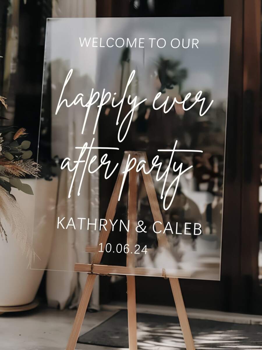 Photo Wedding Welcome Sign, Wedding Rehearsal Sign, Modern Wedding Sign, Acrylic Welcome Sign, Wedding Photo Sign, Welcome To Our Wedding - Multicolor - View 1