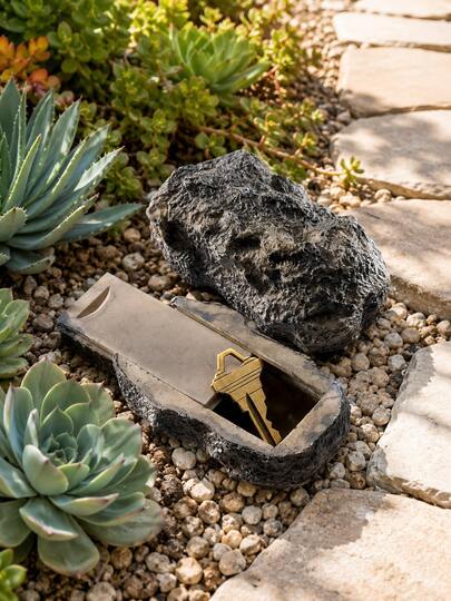 Caja Oculta de Llave de Roca Falsa, Almacenamiento de Llave de Jardín Exterior, Soporte Oculto de Llave de Repuesto Secreta, Decoración de Patio y Jardín, Accesorio de para Entrada y Porche, Regalo de Inauguración para Propietarios, Inquilinos, Amantes del Jardín, Uso Diario