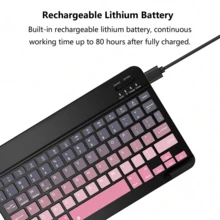 Bluetooth Keyboard Mouse Set, Portable Wireless Keyboard (150mAh), Compatible With Samsung Tablets, Apple IPad (IOS 13 And Above), Android Smartphones, Windows Systems (Black/Pink) - Black Pink - View 6