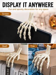 3/6pcs Halloween Skeleton Hand Decor, Posable Scary Hanging Ornament, Suitable For Monitor, Shelf, Tray, Desk And Desktop Decoration - Multicolor - View 6