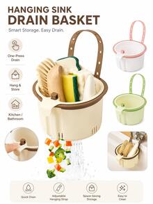 Upgraded Detachable Sink Strainer, Multi-Function Hanging Sink Basket, Self-Cleaning Anti-Clogging Mesh Filter, Suitable For Kitchen And Bathroom Sinks, Automatic Draining Food Residue Basket, Non-Slip Plastic Draining Basket, Adjustable Dry-Wet Separation Filter (Suitable For RVs And Outdoor), Multi-Function Sink Strainer - Multicolor - View 2