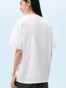 CAMEL CROWN 新款女款夏季戶外短袖T恤，原紗防曬快乾圓領運動上衣 - 無際白 - 查看 2