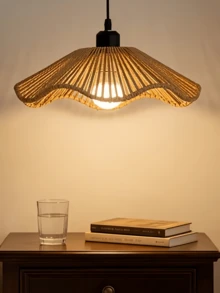 Exquisite Ruffle Edge Country Bohemian Style Handmade Woven Lampshade | Rattan Craftsmanship | Home Decor/Ceiling Light | Suitable For Halloween Decor Table Lamp/Living Room Decor Table Lamp Christmas Decor/Wedding Decor (Bulb Not Included) - A - View 8