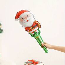 10pcs 60cm Mini Santa Claus & Snowman Handheld Stick Foil Balloons, Random Styles, Christmas Party Decoration Balloon Set - View 7