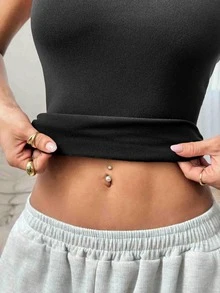 Camiseta de tirantes de unicolor cómoda para mujer, primavera/verano, minimalista y casual, color chocolate, simple y versátil, sexy, camiseta interior de terciopelo, ajustada y casual, suave terciopelo, adecuada para viajes, escuela, citas diarias, ir al trabajo, vacaciones, color negro - Negro - Ver 7