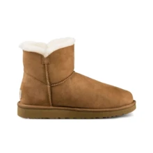 UGG Mini Bailey Button II Boot 羊皮 加絨 短筒 雪靴 女款 栗色 - 紫紅色 - 查看 2