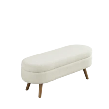 Storage Bench Beige Chenille 110cm – Space-Saving For Entryway, Bedroom, Living Room - 米色 - 查看 7