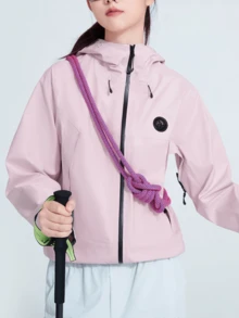 CAMEL CROWN 女款單層硬殼戶外夾克，舒適、防潑水且輕量，適合春季登山徒步 - 冰精粉 - 查看 3