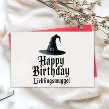 1件生日卡片與信封套組 女巫帽 Happy Birthday Lieblingsmuggel 印花 白色,適用萬聖節派對慶祝 - 套裝 - 查看 8