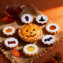 9pcs Halloween Cookie Cutter Set, Reusable Stainless Steel, Pumpkin Bat Ghost Linzer Molds, Smooth Edges, For Home DIY Baking - View 11
