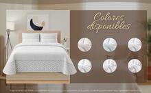 Juego De Colcha Boutí Estampada De 2/3 Piezas -Incluye Colcha Boutí Y Funda De Almohada- 10 Estampados Diferentes -Floral, Geométrico, Damascos...- 5 Medidas Diferentes: Cama de 90cm, 105cm, 135cm, 150cm y 180cm - Geométrico gris claro - Ver 7