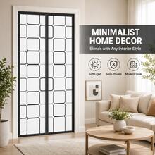 Magnetic Grid Door Curtain, Insulated Screen Door With Auto-Closing Magnetic Blocks, Cold And Hot Air Barrier Door Cover, Semi-Transparent Partition Curtain, Weighted Bottom Design, Easy Passage, Suitable For Air-Conditioned Rooms, Kitchens, Balconies, Patios, Pet-Friendly, Multiple Sizes Available - EVA Black Grid Air Conditioning Screen Door - View 42