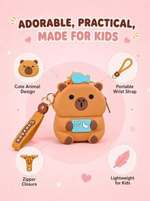 XD 1pc Mini Capybara Shaped Coin Purse With Keychain - Silicone Material, Multi-Functional Zipper Lipstick Storage Bag, Cute Cartoon Design, Suitable For Girls, Can Be Used As Coin Purse, Student Backpack Decoration, Mini Bag Charm, Unique Phone Accessory, Also Suitable For Women's Wallet And Phone Accessory, Can Be Given As Gift To Friends, Party Accessory, Car Pendant Or Children's Gift. - Multicolor - View 6
