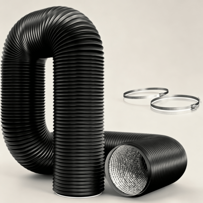 Schwarzer 3 Meter langer PVC-Abluftschlauch, Außendurchmesser 100 Millimeter, geeignet für mobile Klimageräte, Wäschetrockner und Dunstabzugshauben