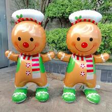 1pc Extra Large 155cm Gingerbread Man Base Shaped Cartoon Christmas Party Decoration Aluminum Foil Balloon - View 6