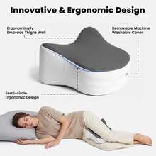 1pc Memory Foam Knee Pillow For Side Sleepers, Leg Pillow For Hip And Lower Back Pain Relief, Contoured Cushion For Aligning Spine, With Removable Breathable Cover - Dark Grey - View 3