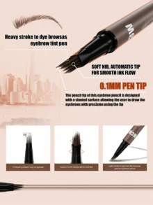 W3W 2-In-1 Eyebrow & Eyeliner Pencil, Natural Waterproof Sweat-Resistant Long-Lasting Buildable Brow Pencil With Brow Brush, For Women - Multicolor-single - View 4